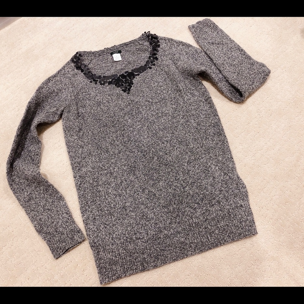 J Crew Round Neck Sequined Thin Sweater Top Sz S